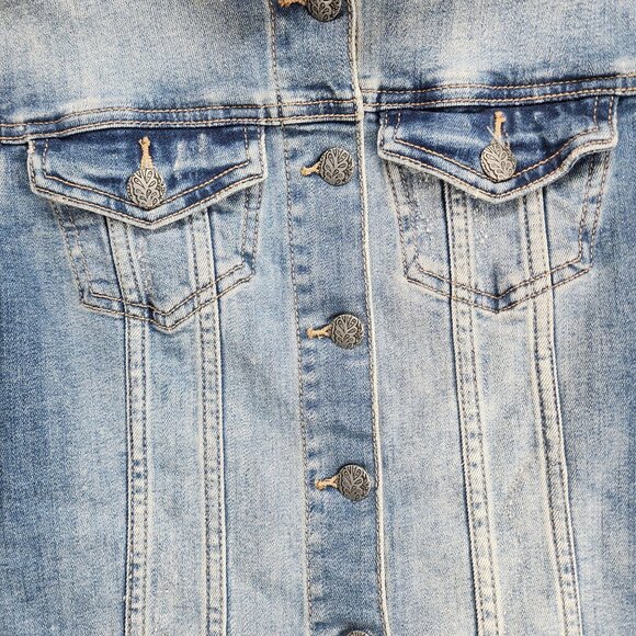 prAna Dree Denim Jean Jacket Women's Size S Blue Button Front - Picture 3 of 7